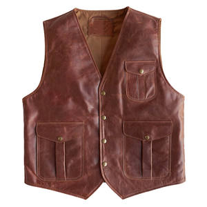 Custom Mens Motorbike Real Leather Full <b>Grain</b> Cut Off Waistcoat Vest Biker Leather Vest Made in Pakistan - Product Image 1