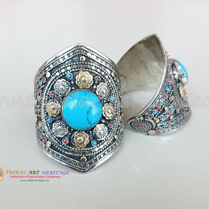 Brazaletes de plata alemanes Kuchi mejor valorados, joyería Tribal, diseño hecho a mano para moda Bohemia audaz - Product Image 3