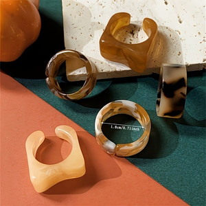 Handmade Customized Classic Unisex <b>Chunky</b> Resin <b>Ring</b> with Epoxy Resin Combination and Color Options - Product Image 2