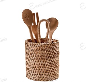 Elegante soporte para utensilios de ratán Natural, cuchara, organizador de cubiertos para mesa de comedor, soporte para utensilios de cocina artesanales para encimera - Product Image 6