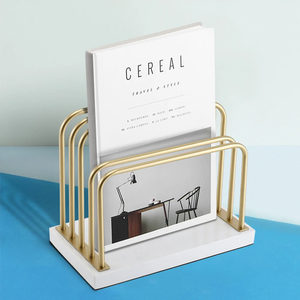 การออกแบบค้อนโลหะชั้นวางนิตยสารประหยัดพื้นที่ชั้นวางหนังสือผู้ถือการจัดเก็บสีทองตกแต่ง - Product Image 6