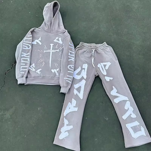 ชุดวอร์มผ้าเกล็ดปลาสำหรับผู้ชายชุดวอร์มผ้าคอตตอนโอเวอร์ไซส์ชุดวอร์มกางเกงมีฮู้ดสำหรับ100% ออกแบบได้ตามที่ต้องการ - Product Image 3