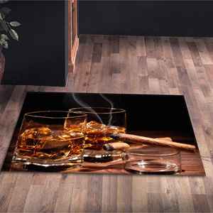 Alfombra Impresa: Alfombra Moderna de Chenilla con Diseño 3D de Bar de Whisky y Cigarros, Alfombra Suave No Tejida - Product Image 4