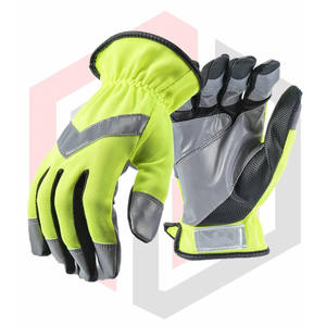 Hi Vis Fluorescent Green Reflective Strap Neoprene Anti-Static Tear-Resistant Breathable <b>Silicone</b>-Free Knit Wrist <b>Gloves</b> - Product Image 1