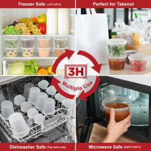 Set di 240 Contenitori per Alimenti da 16 oz con Coperchi, Impilabili, per Conservazione in Frigorifero, in Materiale PC - Product Image 4
