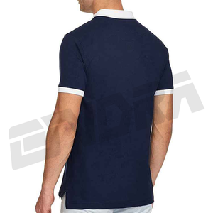 T-shirt polo bleu uni pour hommes, manches courtes, coton doux, tenue décontractée, col classique, style tendance, confortable, mode de tous les jours - Product Image 3