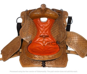 Selle de cheval western en cuir sculptée à la main, selle de ranch haut de gamme, équipement équestre - Product Image 3