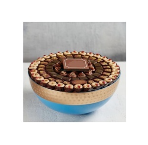 Vente chaude En Métal Chocolat Bol Forme Ronde Or Bleu Couleur Ramadan Vaisselle Doux Bol Nouveau Design Tendance Moyen-Orient Bol - Product Image 1