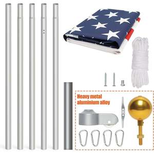 20 Ft Heavy-Duty Telescoping <b>Flag</b> Pole Kit for Outside House Residential Sectional Inground with 3x5' Nylon Banners and <b>Flags</b> - Product Image 5