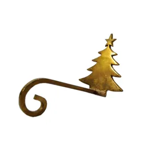 Vintage Design Rendier Kerstboom Sneeuwvlok Kous Houder Uitstekend Met Gouden Kleur Feestelijk Feest En Kerst