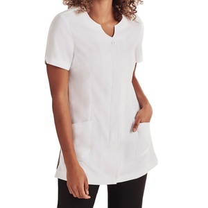 Venta al por mayor de mujeres por encargo de limpieza Wearkwear Scrub Top salón de belleza Spa trabajo uniforme botones túnica - Product Image 1