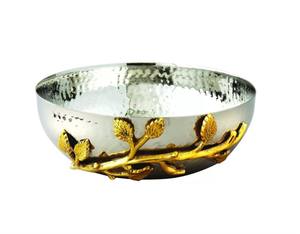 Moderna y Lujosa Tazón Decorativa de Metal con Diseño Floral para Servir en Bodas y Exhibir Frutas, Estilo Indio - Product Image 1