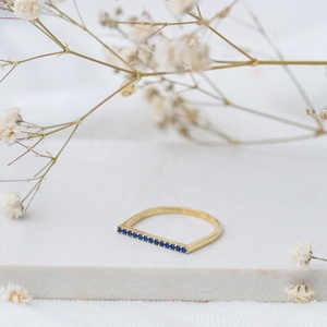 Saphir Pierre Simple Bar Conception Gracieuse Bague Perlée En Gros Turc Fabriqué À La Main 925 Bijoux En Argent Bijoux En Gros - Product Image 2