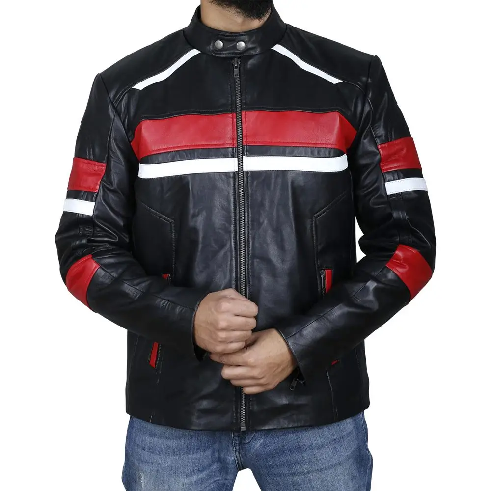 Neueste Premium-Angebot Stoff Reißverschluss Lederjacken für Herren Großhandel günstiger Preis modisches Design Lederjacke Herren