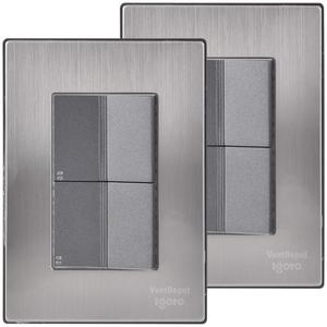 Placca interruttore doppia per scale, MXIUX-002, 2 pezzi, interruttore per scale x2, 125-250VAC, 10A, 50/60Hz, Argento/Oxford, Acciaio inossidabile - Product Image 1