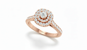 Bague de fiançailles élégante avec halo de diamants pour femmes, idéale pour les propositions de mariage, les cadeaux d'anniversaire et les bijoux romantiques à porter au quotidien - Product Image 4
