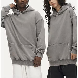 Sudadera con capucha desgastada lavada vintage sin cuerdas de algodón pesado personalizada para hombres Sudadera con capucha pesada lavada con ácido en blanco de felpa francesa - Product Image 2