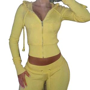 Ensemble de survêtement pour femme, sweat-shirt à capuche ajusté et court, ensemble de survêtement skinny déchiré, survêtement 2 pièces ajusté, survêtement ajusté - Product Image 2