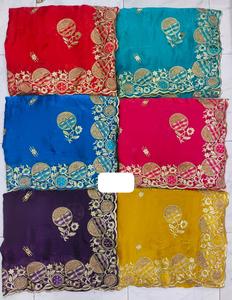 Sari elegante de la gasa de La organza del diseñador con el bordado fino y la frontera festoneada para el envío internacional del partido disponible - Product Image 3