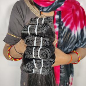 100% vendeur vierge brut couleur noire machine droite crépue double trame faisceau naturel temple indien Extensions de cheveux humains - Product Image 3