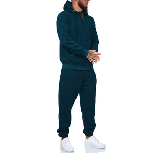 2025 Men's High Quality Two Piece Hooded Sweatsuits Set Custom Letter Print Logo Solid Color Blank Plain Tracksuit for Jogging - Product Image 2