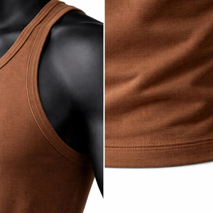 Camiseta sin mangas sostenible para hombre, de color sólido, con cuello redondo, ecológica, de bambú, informal, tejida. - Product Image 5