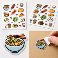 Lot de stickers en résine époxy pour amateurs de cuisine, motifs superposés Ramen, Croissant, Œuf, Brocoli, pour commande en gros, ensemble de fournitures créatives, couleur personnalisable