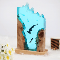 Lumières LED en forme de fleur en résine faites à la main, veilleuse, design statue de plongée, cadeau fête des Mères, art sous-marin, objet de collection