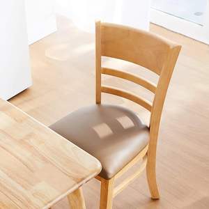 Silla de Comedor Zapin de Madera de Teca Sólida de Calidad con Asiento de Cuero PU, Muebles para el Hogar con Acabado Natural para Uso en Casa u Oficina - Product Image 3