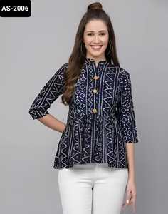 Colecciones de Kurtis de crape pesado corto de moda india con impresión digital para uso informal y diario Top de estilo étnico indio Kurtis - Product Image 6