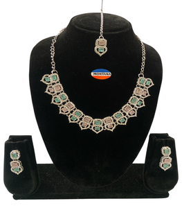 8637 classique collier ras du cou ensemble diamant-correspondant boucles d'oreilles pour les femmes pour les mariages fiançailles ensembles de bijoux de mode traditionnelle - Product Image 3