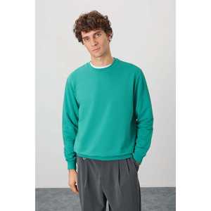 Sudadera Básica para Hombre, Verde Mar, Algodón, Textura Suave, Tejido 100% de Punto, Corte Estándar-88363 - Product Image 3