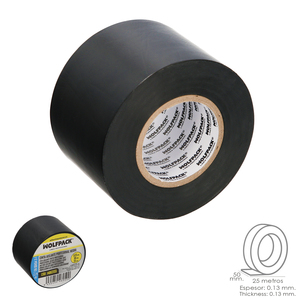 Nastro Isolante Nero Professionale, Spessore 0,13 mm, Larghezza 50 mm, Rotolo da 25 Metri - Product Image 1