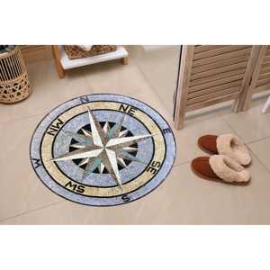 Alfombras Redondas Compass - Alfombras Redondas con Diseño de Brújula, Alfombra Artística Moderna, Alfombra de Terciopelo - Product Image 4