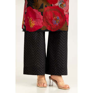 ชุดเซ็ตเสื้อผ้าลำลองสีดำพิมพ์ลายผ้าแคมบริคสำหรับผู้หญิง ไซส์ XXS/XS ผ้าเครปสำหรับฤดูใบไม้ผลิ/ฤดูร้อน ชุดสองชิ้นพร้อมเสื้อดีไซน์สวย - Product Image 5