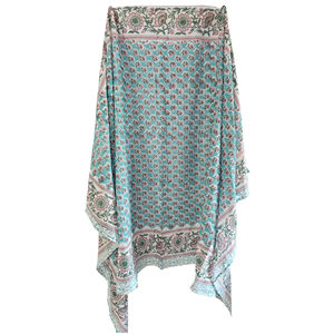 100% Cotton <b>Indian</b> Floral Handblock Printed Sarong Pareo Bikini Beach Coverup For Women, Size - 44 inch <b>X</b> 72 inch - Product Image 1