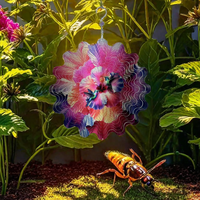 Spinner à vent de 12 pouces au design Art déco protégé contre les UV avec papillon enchanteur et ornement de jardin de fleurs pour l'extérieur