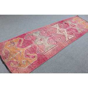 Tapis turc vintage 3x10,2 pieds, tapis rouge à carreaux Herki - Product Image 2
