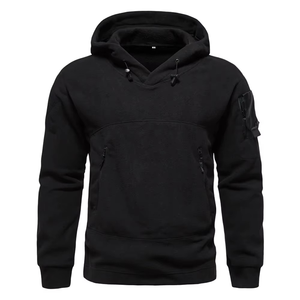 2025 mode homme vêtements 5XL grande taille couleur unie polaire sweat à capuche zippé avec poches 100% coton Baggy sweat pour hommes - Product Image 4