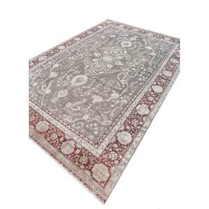 Tapis Aalam noués à la main en laine et soie, motifs médaillon rectangulaires rouge et orange pour la maison, le salon et le couloir - Pae-6162 - Product Image 2