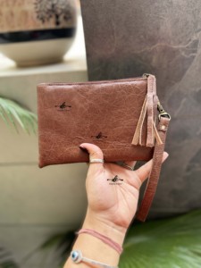 Western véritable fourrure de vachette cuir bracelet pochette sac à main pochette portefeuille couleur marron bracelet petite pochette patchs élégants portefeuilles - Product Image 3