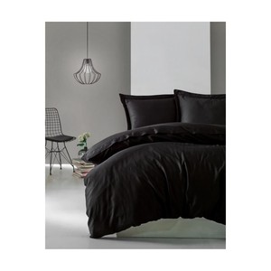 Elegant Black <b>Single</b> Duvet Cover <b>Set</b> Satin and Fleece Jacquard Woven 4pcs for Home <b>Bedding</b> Use King Size - Product Image 1