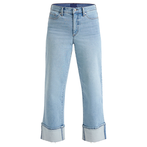 Pantalones vaqueros lavados de piernas anchas de talla grande y cintura alta con diseño personalizado recién llegado, pantalones vaqueros transpirables a la moda para informal directo - Product Image 1