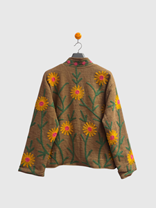 Veste en coton brodée florale, col mandarin, manches longues, style Prairie Chic, grande taille, pour femme, style printemps - Product Image 1