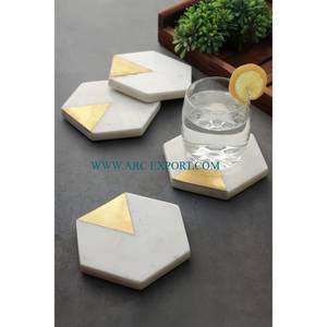 Fancy Top Selling Sparrow Design <b>Table</b> Top <b>Placement</b> Coasters 4 White Marble Square <b>Table</b> Decoration Pads and <b>Mats</b> For Kitchen - Product Image 4