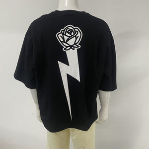 Camiseta informal de algodón 100% para hombre, ropa de calle de gran tamaño con hombros caídos y cuello redondo, Jersey pesado con serigrafía - Product Image 1