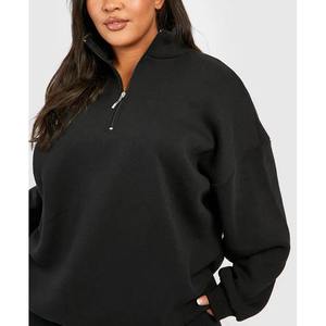 Sweat à capuche pour femme personnalisé, demi-zip, quart de zip, haute qualité, 100% coton, polaire, manches longues, surdimensionné, écologique, séchage rapide - Product Image 2