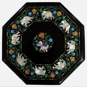 Green Marble Stone Mother Pearl Inlay Handmade Customized Valentine's Day Folk Art Flower Tabletop Luxury Love Model Inlay - Product Image 4