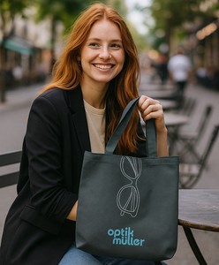 Venta caliente bolso de hombro de algodón gris con mango largo personalizado impreso reutilizable bolso de tela ecológico al por mayor - Product Image 1