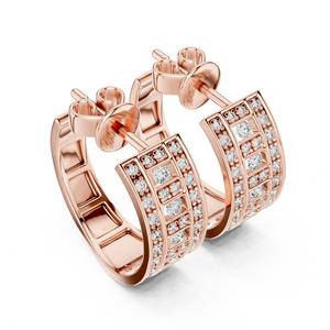 Boucles d'oreilles créoles tendance en or rose 14 carats certifiées VDS IGI avec diamant de laboratoire taille brillant rond |   Femmes - Product Image 4